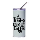 Books and Coffee Tumbler, Book Lover Gift, Coffee Lover Tumbler, Reader Gift Idea, Gift for Bookworm, Coffee Tumbler Cup - Tawshia